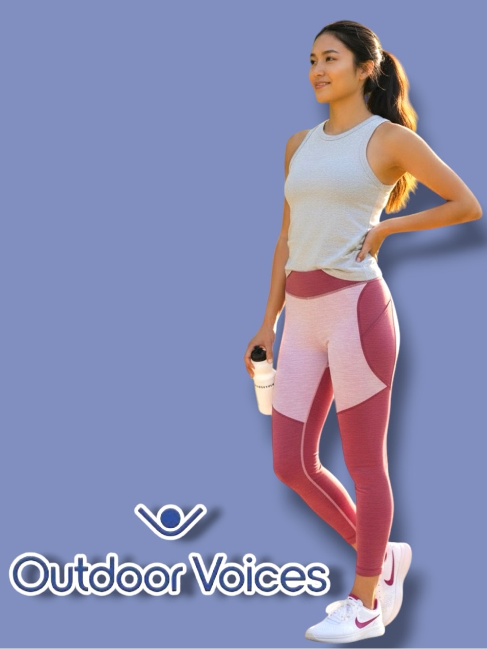 Outdoor Voices Pink Contrast Medium Compression Leggings. Size Small